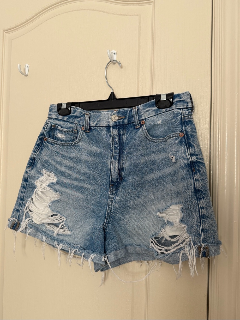 American Eagle Outfitters Distressed Mid-Blue Denim Shorts